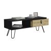 Huna Coffee Table with Hairpin Legs and Ample Storage Drawer