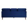 Modern Contemporary 2pc Sofa Set Blue Sofa Loveseat Velvet Upholstery Dark Brown Legs Solid Wood Living Room Furniture